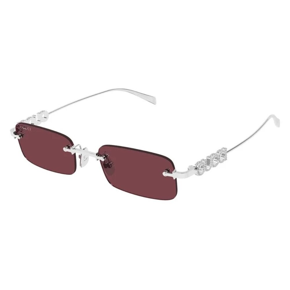 NEW GUCCI SUNGLASSES SILVER UNISEX RECTANGLE EYEWEAR GUCCI GG1808S 004